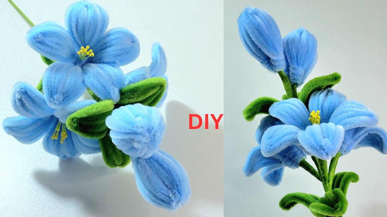 DIY Pipe Cleaner Easy to Make Beautiful Flowers 🌼 | Blue Chenille Easy for Beautiful Flowers 🌼