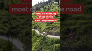 The perils of driving a #truck on a 10-foot-wide mountain road. #dangerousroads #himalayas