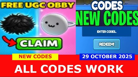 *NIEUWE CODES* (AFK of SPEEL) Gratis UGC Obby ROBLOX | ALLE CODES | 29 OKTOBER 2025