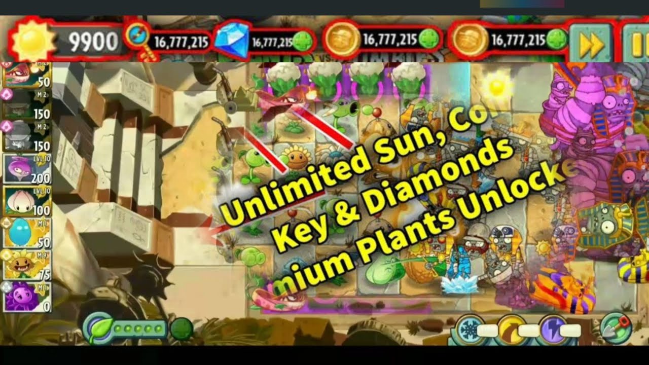 Plants VS Zombies 2 Mod Hack Apk Semua Tanaman Dibuka