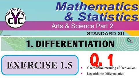 Exercise 1.5 (Q.1) | Differentiation | chapter 1 | class 12 | maths part 2| MH board