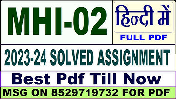 mhi 02 solved assignment 2023-24 || mhi 02 solved assignment 2024 in hindi || ignou mhi02