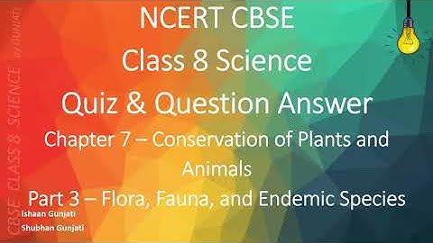 NCERT CBSE Class 8 Science: Chapter 7 Part 3: Conservation of Plants & Animals: Quiz/Question Answer