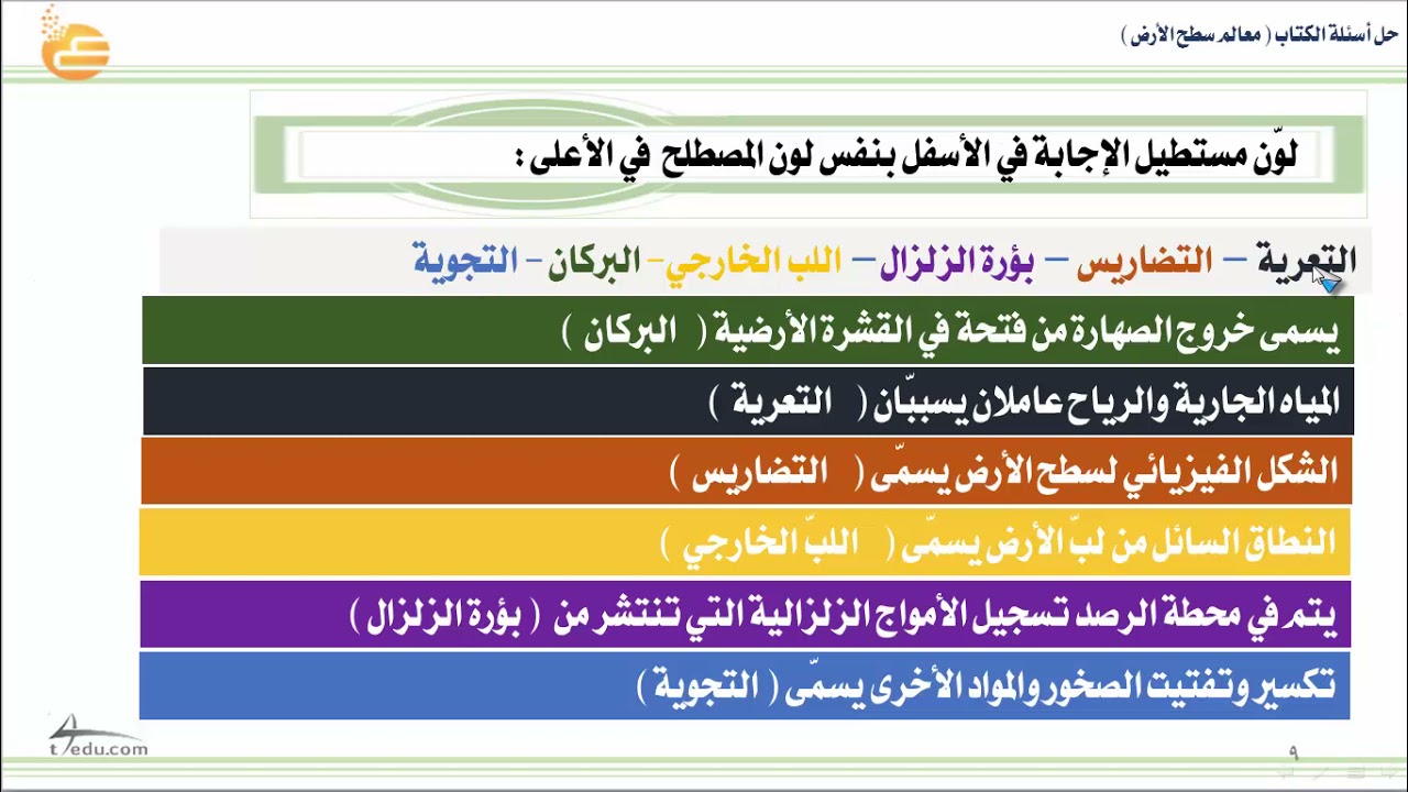 المياه الجاريه والرياح عاملان يسببان التعريه