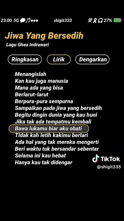 judul lagu Oh menangis lah
