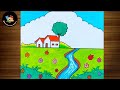 How to draw easy nature scenery drawing | Nature drawing |  Scenery drawing #journeyofmycolours