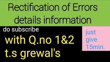 #AccountsBABA #RectificationofErrors detail inform. with Q no. 1& 2 from t.sgrewal