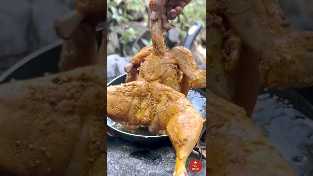 Crispy Fried Chicken in the Wild Outdoor Bushcraft Campfire Cooking  | 