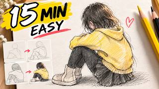 How to Draw a Girl Sitting | Easy Pencil Sketch That Looks Hard!