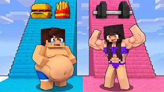 GÖKÇE vs AHMET: ŞİŞMAN vs KASLI MERDİVEN YARIŞI - Minecraft