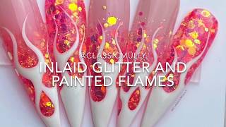 Fire Opal Glitter &amp; White Flames
