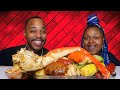 GIANT SPICY KING CRAB LEGS + LOBSTER TAILS + TIGER SHRIMP SEAFOOD BOIL MUKBANG 먹방 EATING SHOW