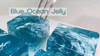 I am eating a blue ocean with white waves rolling in! Pure natural color. Sea Waves Jelly Pudding.