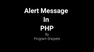 Alert Message In PHP