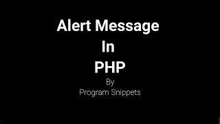 Alert Message In PHP