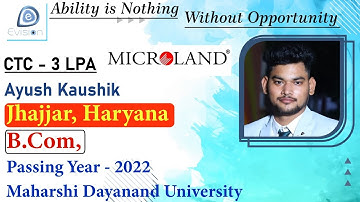 Congrats, Ayush | Selected in MICROLAND | 3 LPA | B.Com., Passing 2022 | Jhajjar, Haryana