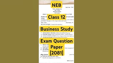 Business Study || Class 12 Exam Question Paper 2081 #neb #questionpaper #2081 #class12 #solution