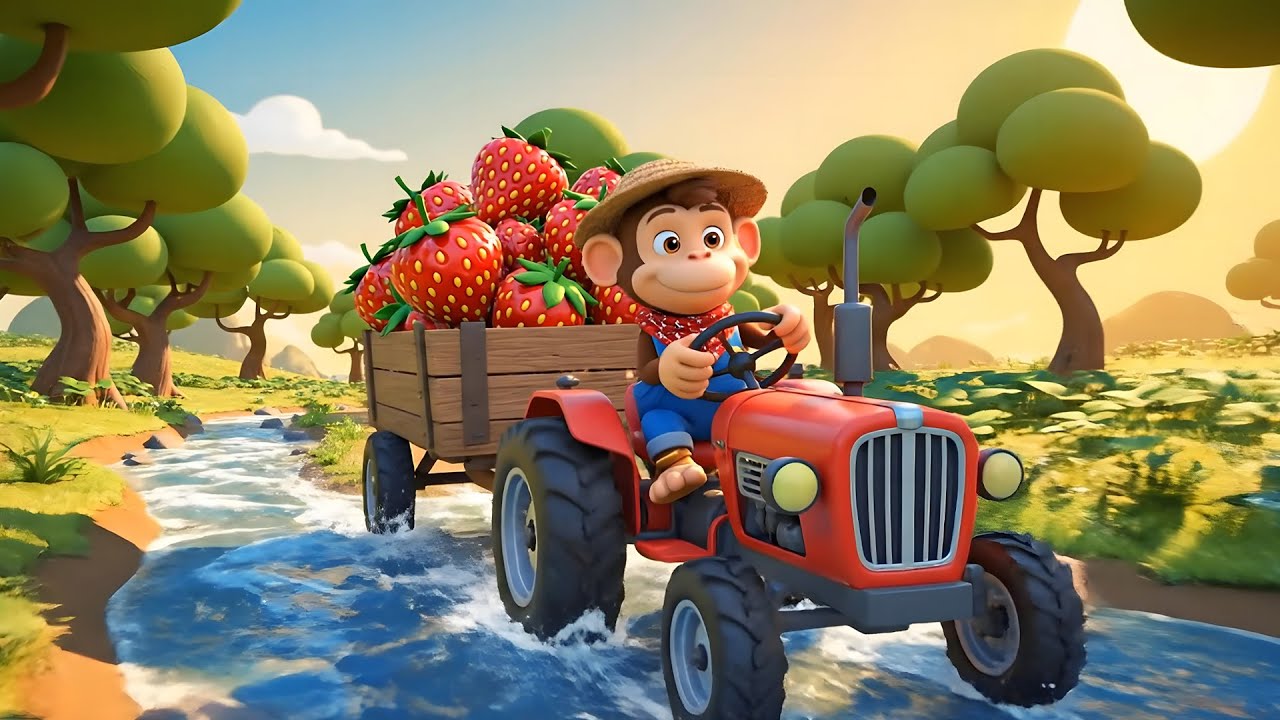 Monkey Farmer Daily Life 🍓🐵 | Harvesting Strawberries and Saving Farm Animals 🚜