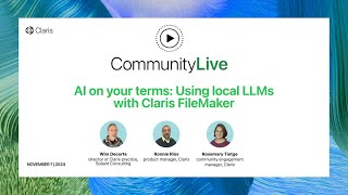 Community Live 14: AI on your terms – Using local LLMs with Claris FileMaker