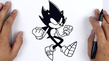 HOW TO DRAW DARK SONIC (Super Sonic Smackdown) | Friday Night Funkin (FNF) - Easy Step By Step
