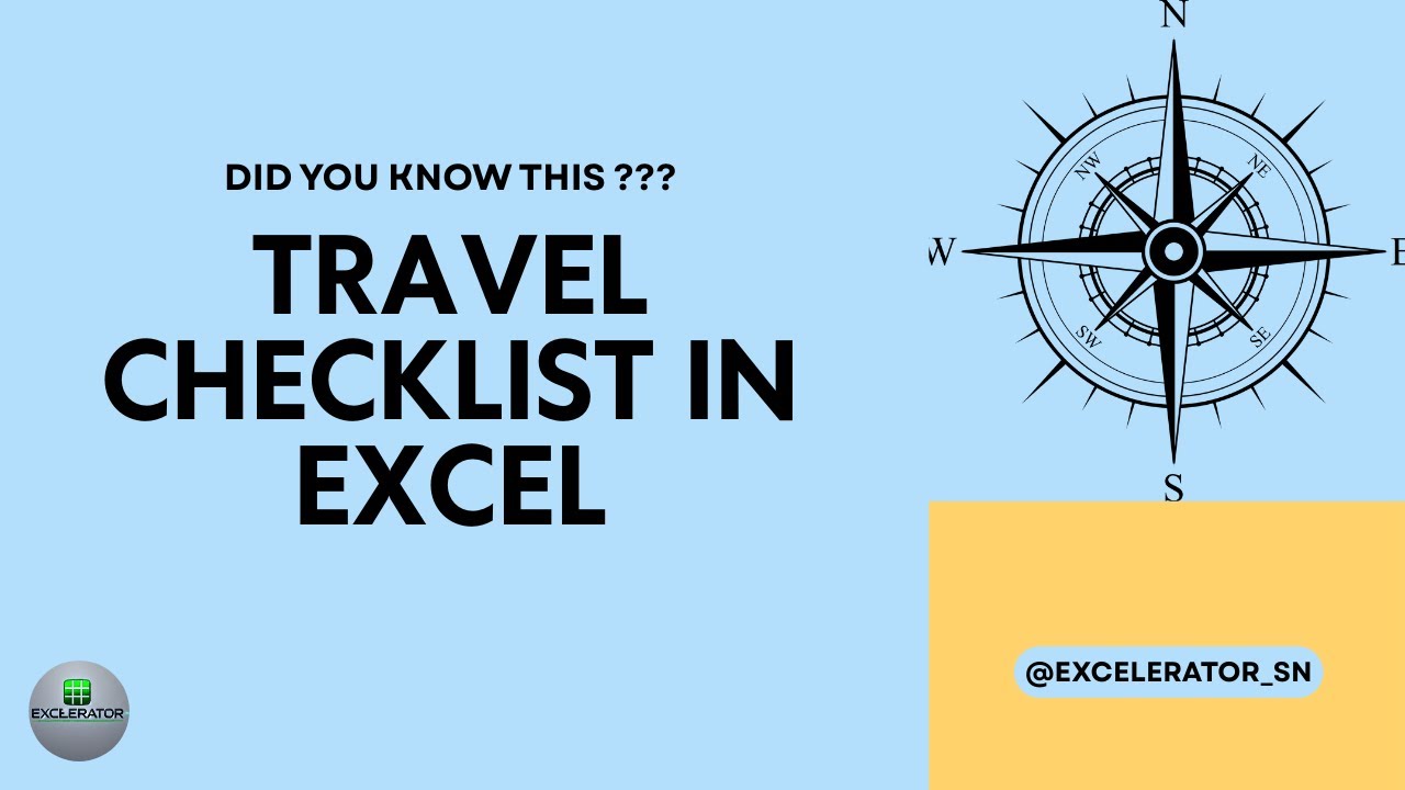 How to create a Travel Checklist in Excel | Travel Checklist