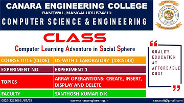 VTU DS LAB (18CSL38) DATA STRUCTURES LABORATORY [ARRAY OPERATAIONS] (E1 L2)