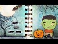 Halloween Art Journal Page | Frankenstein |  Mixed Media Art Journal With Me