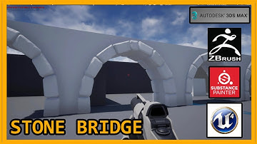 Stone Bridge 3D Timelapse modular modelling in 3D Max and Sculpt in Zbrush
