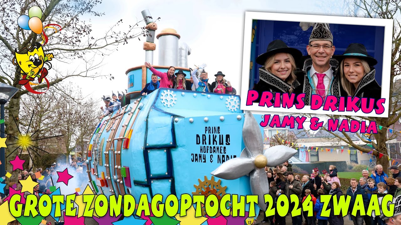 Grote zondag Carnavalsoptocht Zwaag Prins Drikus 2024 HD