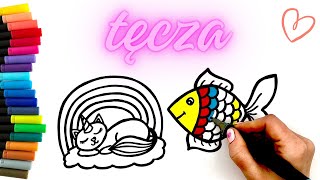 Jak narysować tęczowego kotka i rybkę 😻🐠 | ŁATWE MALOWANIE | nauka kolorów dla dzieci