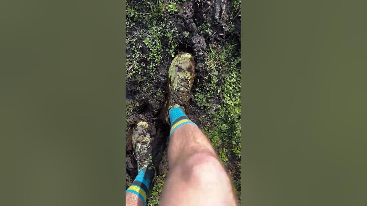 yellow adidas trail running shoes and blue nike socks in mud YouTube