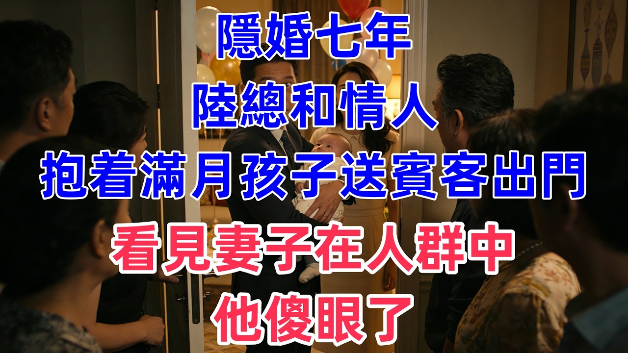 隱婚七年，陸總和情人抱着滿月孩子送賓客出門，看見妻子在人群中，他傻眼了。