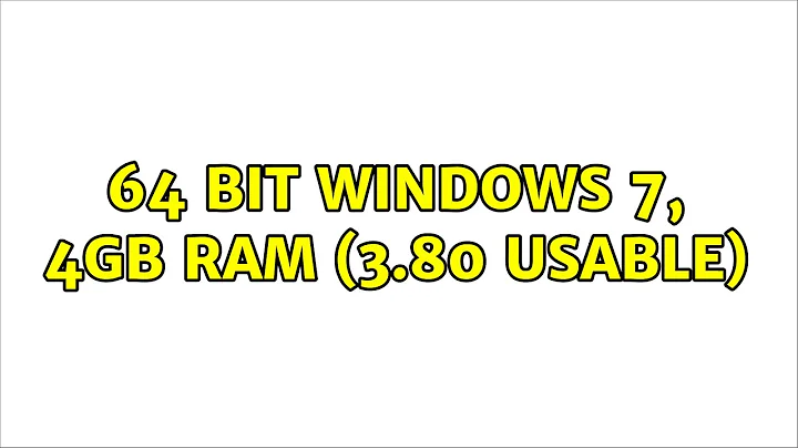 64 bit Windows 7, 4GB RAM (3.80 usable) (2 Solutions!!)
