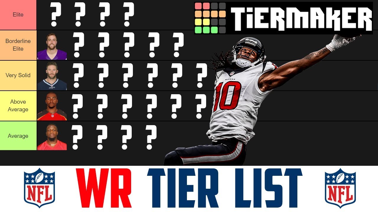 NFL Wide Receiver Tier Rankings (NFL WR Tier List) NFL WR Rankings 2019