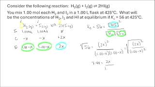 Calculating Equilibrium Concentrations Using Kc