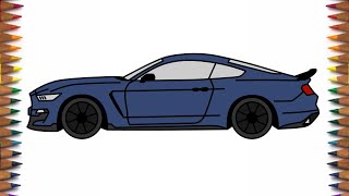 How to draw Ford Mustang Shelby GT350 2020 - Как нарисовать Форд Мустанг Шелби GT350