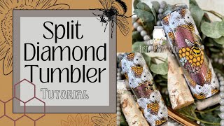 Split Diamond Tumbler Tutorial #tumblertutorial #vinyltumbler #beetumbler #sunflowertumbler