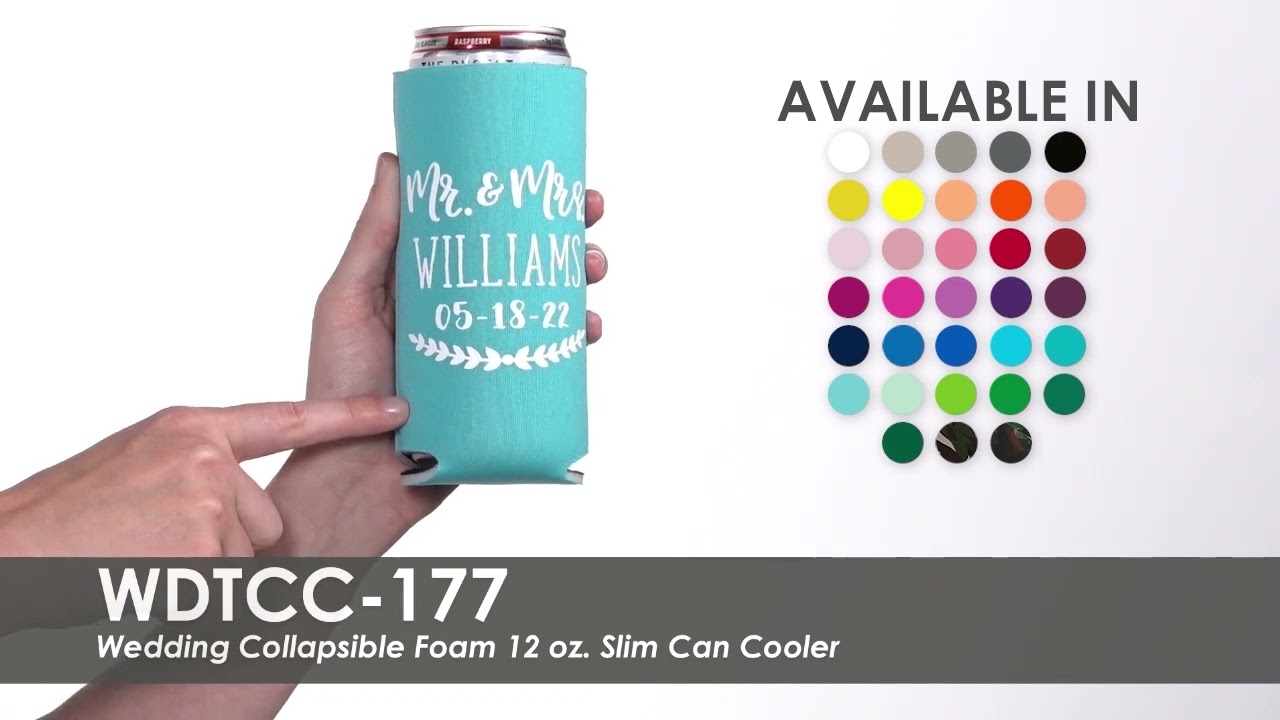 Wedding Can Coolers - Wedding Collapsible Foam 12 oz. Slim Can Cooler