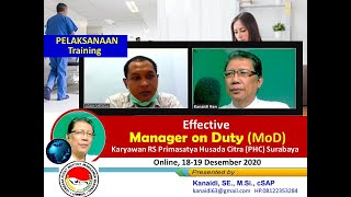 Pelaksanaan  Training "MANAGER on DUTY (MOD)" bagi Karyawan  RS  PHC Surabaya