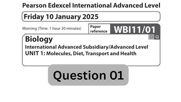 Unit 1 International A-Level Edexcel Biology January 2025 Question 1