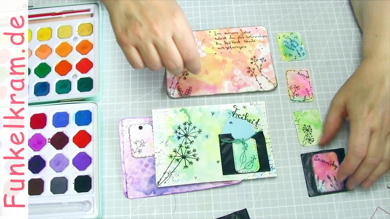JunkJournal Tutorial Der Trick mit Aquarellfarben & Plastiktüte