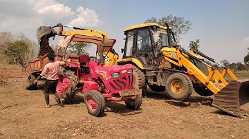 New JCB 3dx Backhoe Machine Loading Mud In Mahindra 415 Di tractor | Jcb tractor cartoon  video
