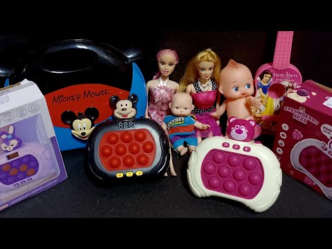 7 mins satisfying with unboxing Disney Mickey |strawberry bear |speed push game|asmr