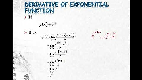 DERIVATIVE OF EXPONENTIAL FUNCTIONS: PART 1 - CONCEPTS