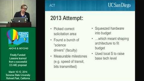 2014 Conference: Finally Funded! Lessons learned from a successful CC NIE proposal