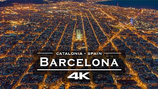 Barcelona at night, Catalonia - Spain 🇪🇸 - by drone [4K]