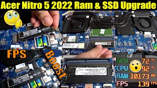 Acer nitro 5 intel 12th gen ram & ssd upgrade benchmark game test shocking boost