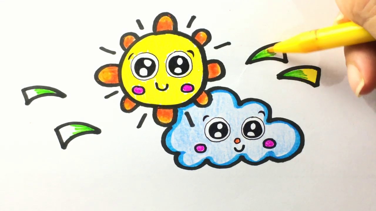 Belajar Menggambar Dan Mewarna Awan Matahari Untuk Anak Youtube