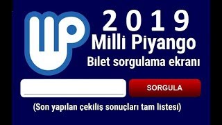 Milli Piyango Bilet Sorgulama 2019