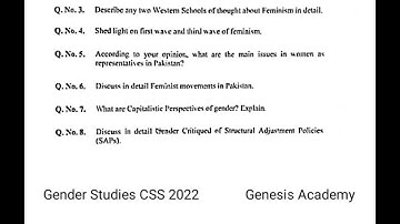 CSS Gender Studies Paper | CSS 2022 gender studies paper |